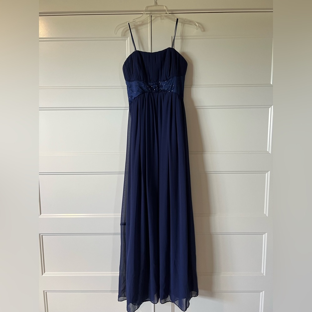 Strapless Floor Length Gown in Navy